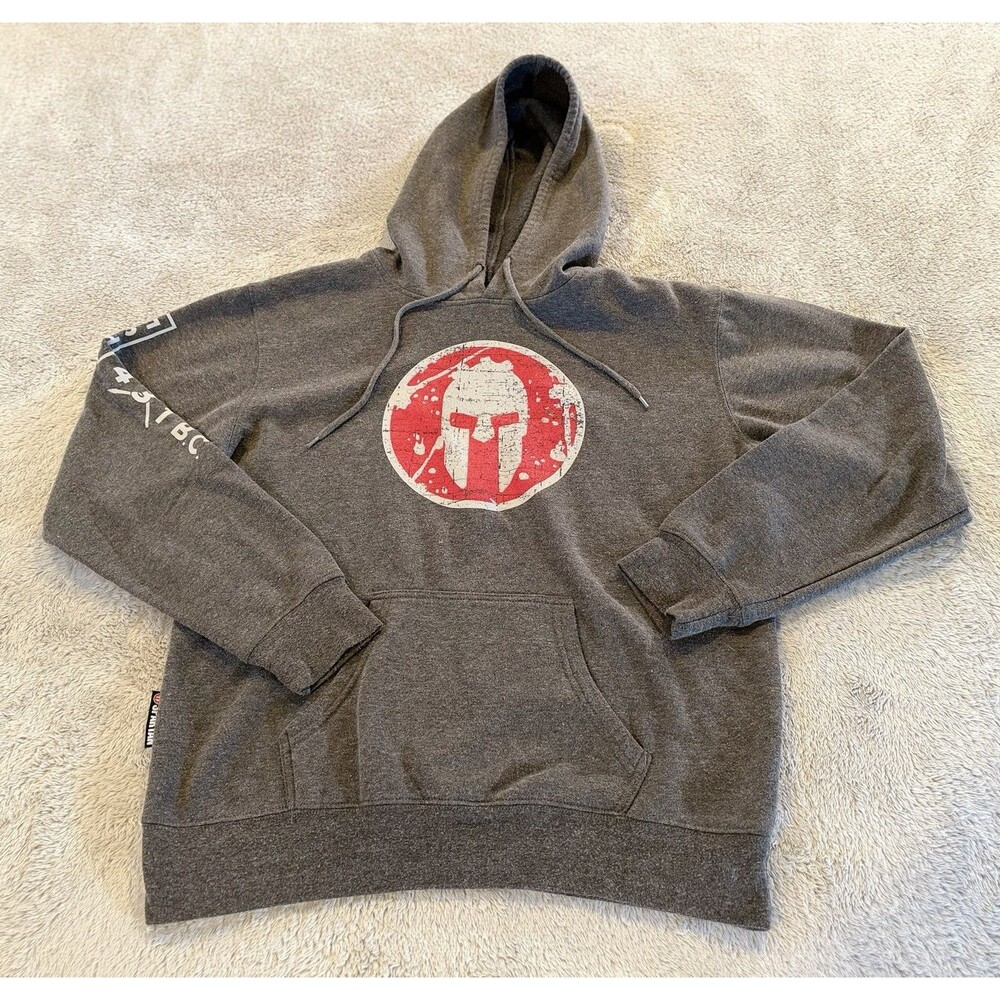 Spartan Race Sweatshirt Gray Hoodie Craft Sweater Pullover EST 431 BC Large